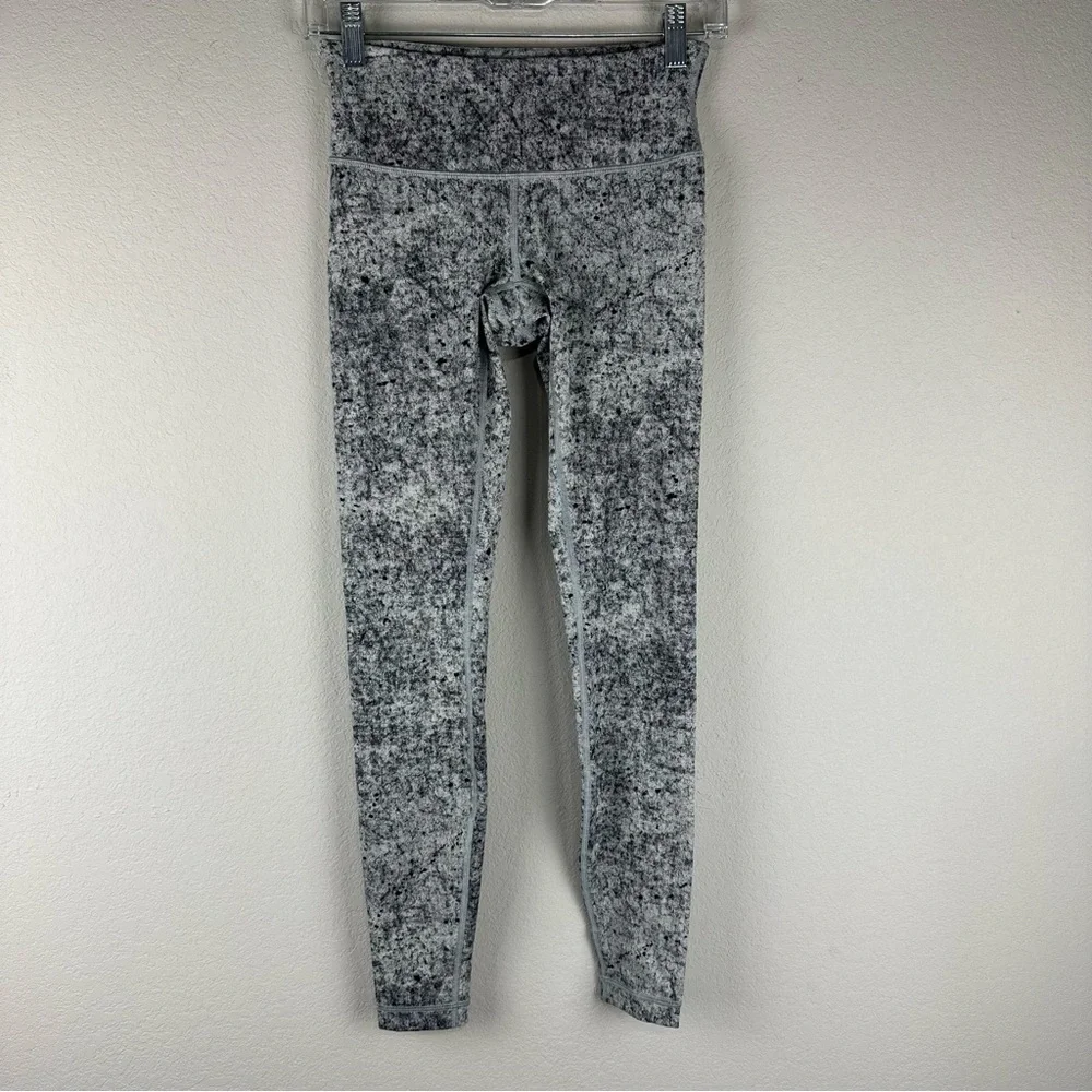 Lululemon White Gray Antiqued Alpine Wunder Under Athletic Athleisure Leggings 4